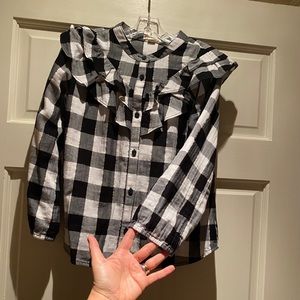 Crewcuts Girls Gingham Ruffled Shimmer Shirt